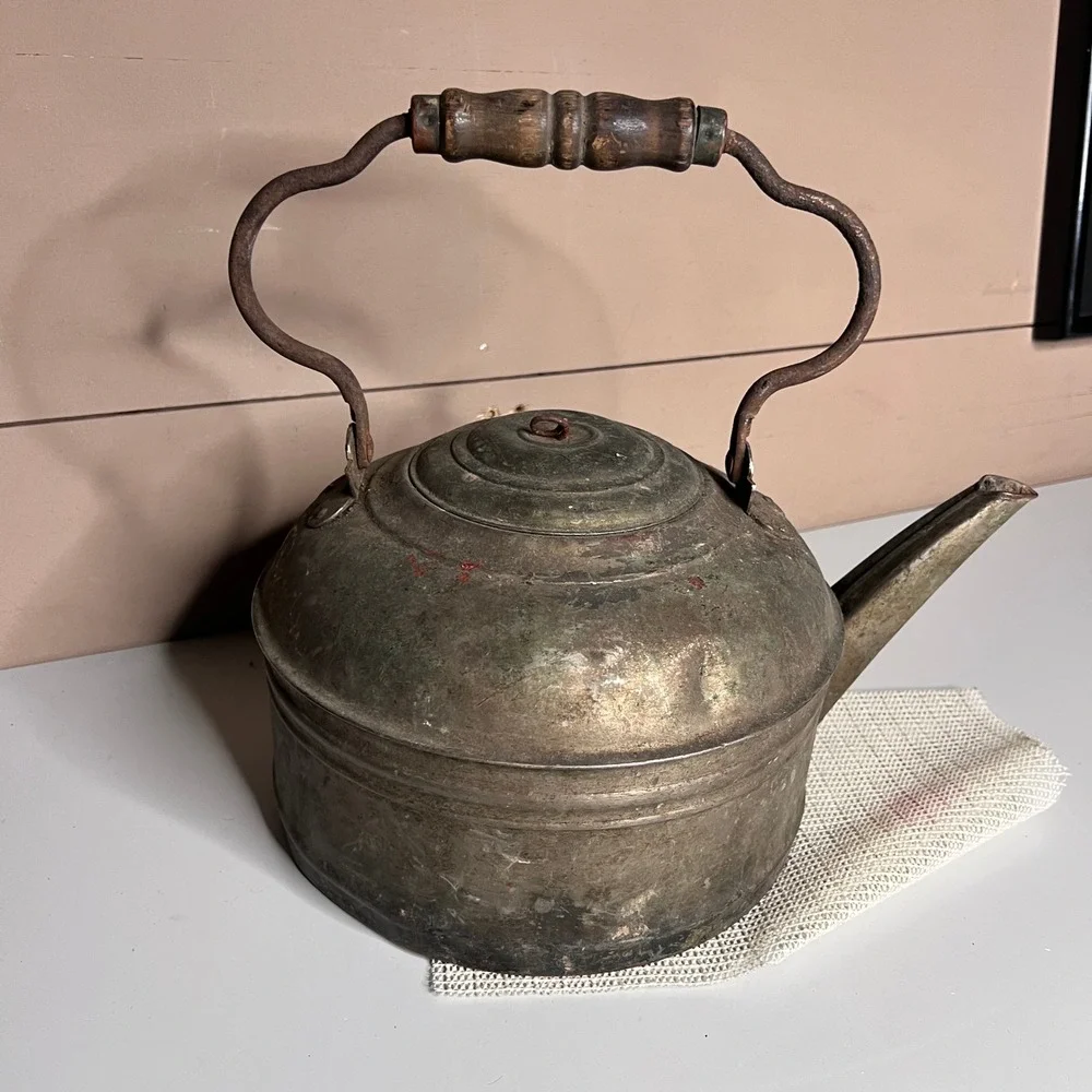 Antique Majestic Copper Tea Kettle Wood Handle Patented‎ May 17 1898 Primitive